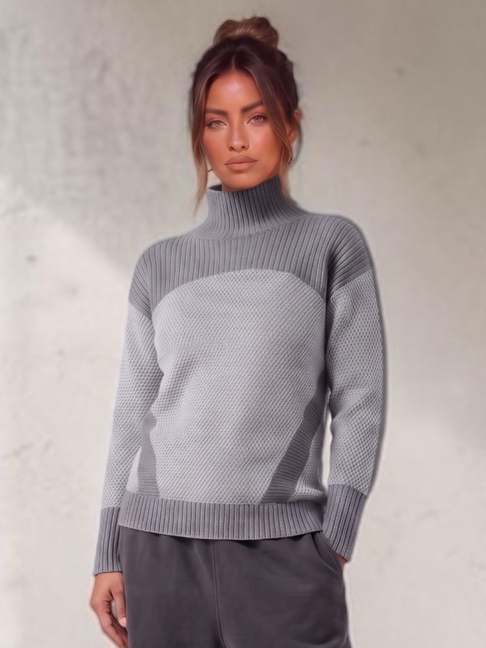 Lululemon Warm & Restore Turtleneck Sweater Women Sz 4 Merino Wool Grey Blue